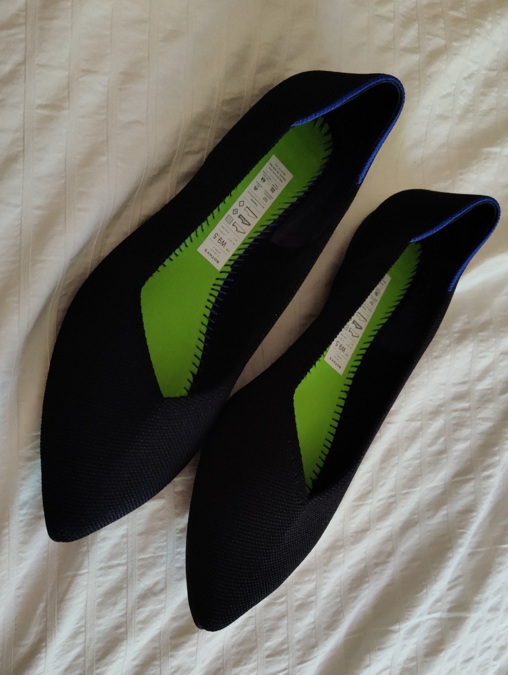 Rothy’s Women’s The Point II Flat Black 9.5 Work Career - Missing Insoles